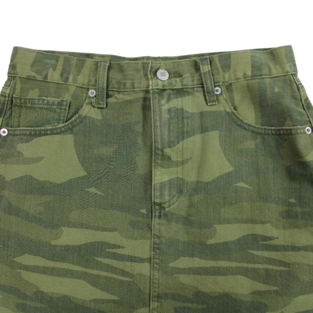 Lucky Brand Old Favorite Military Camo Raw Hem Mini Skirt, Size 4/27